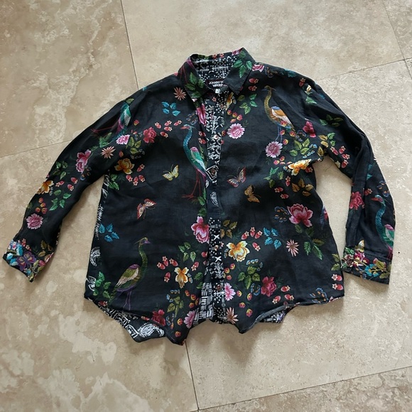 Johnny Was Mixup Oversized Black Shirt Blouse Birds Embroidered (T2) - Picture 10 of 10